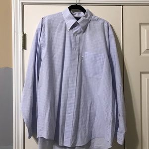 Faconnable men’s dress shirt L lt blue and pink